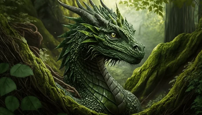 RRRewind_green_dragon_looking_at_camera_full_body_woodland_back_e0f837df-580e-45e9-8a99-059f979b8896